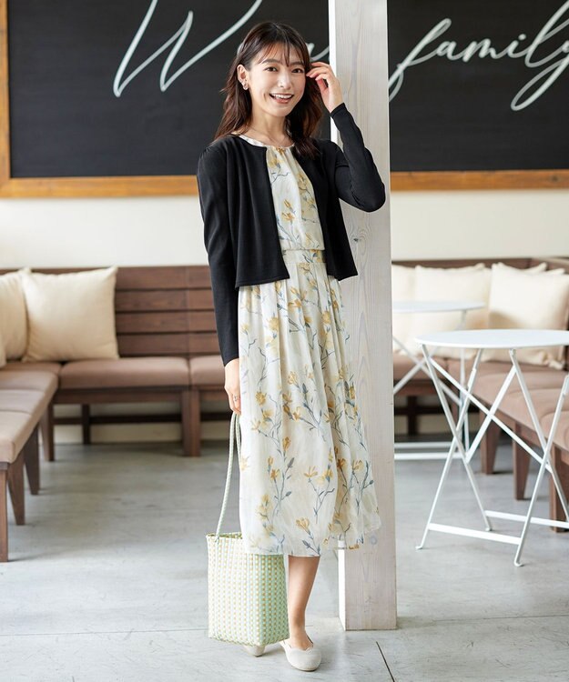 Tiaclasse 【洗える】長袖サマーニットカーディガン ブラック