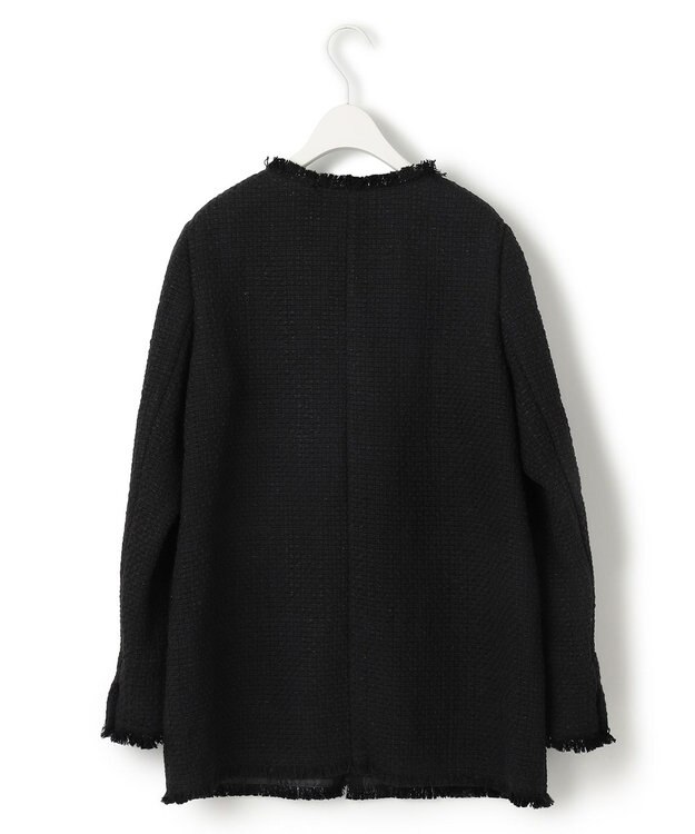 ICB 【セットアップ着用可能】ロービングツイード ノーカラージャケット ブラック系