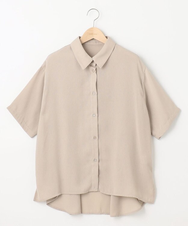 SHARE PARK LADIES 【2WAY】オーバーサイズ楊柳シャツ ライトグレー系