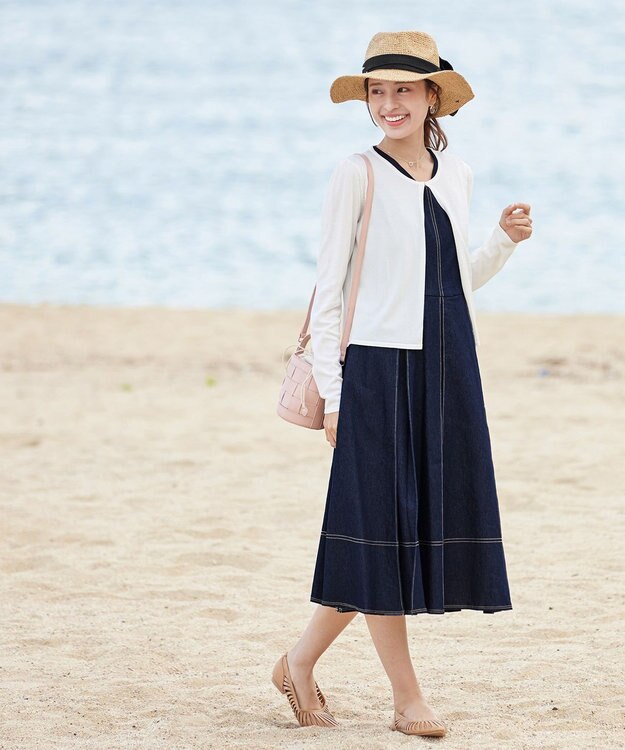 Tiaclasse 【洗える】長袖サマーニットカーディガン オフホワイト