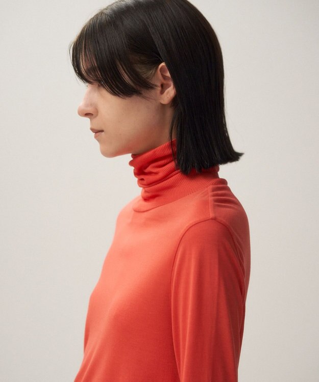 ATON MODAL SILK JERSEY | タートルネックプルオーバー ORANGE