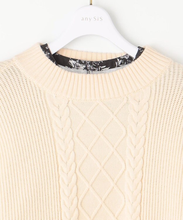 ANY SIS S 【2SET】クロップドニットセット ワンピース ブラック×アイボリー