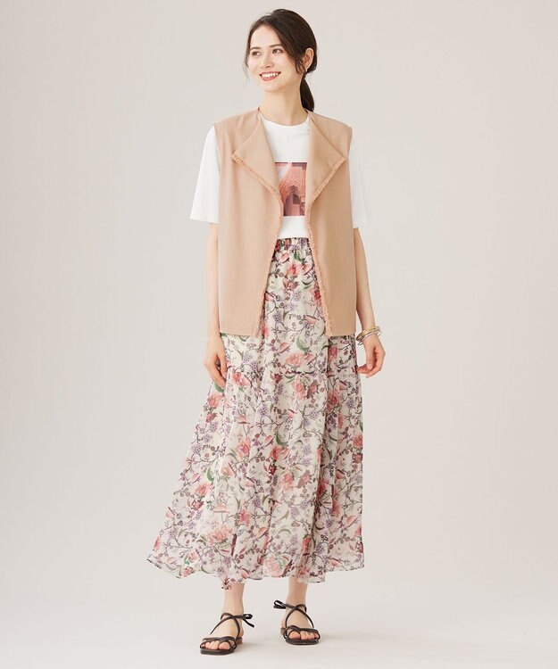 自由区 L 【カタログ掲載・洗える】マラケシュフラワープリント スカート マルチ