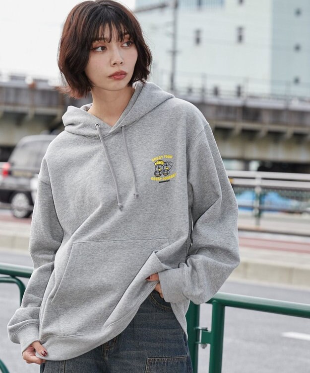 WEGO リラックスフィットTHEBOYグラフィックパーカー 杢グレー