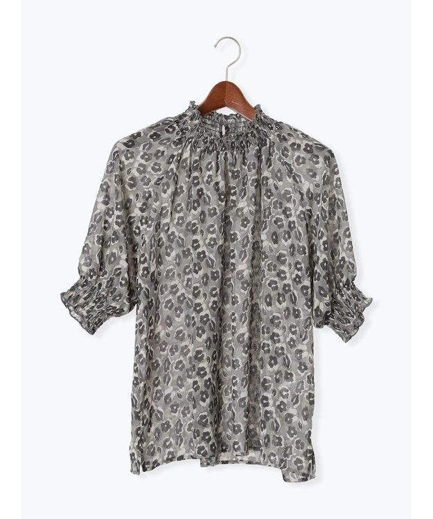 Te chichi パターンアソートシャーリングブラウス チャコールグレー