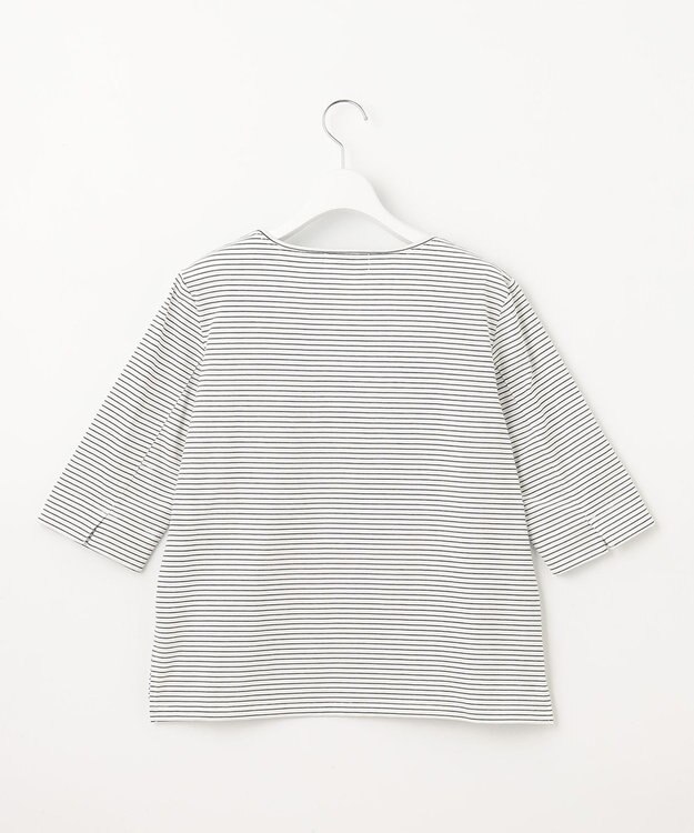 J.PRESS LADIES L スムースジャージー ボーダー カットソー ホワイト×ネイビー系1