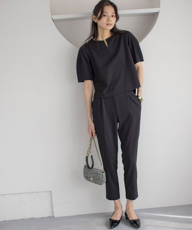 組曲 S 【ご好評につき追加生産！】ジョーゼットジャージースタイルアップ パンツ ブラック系