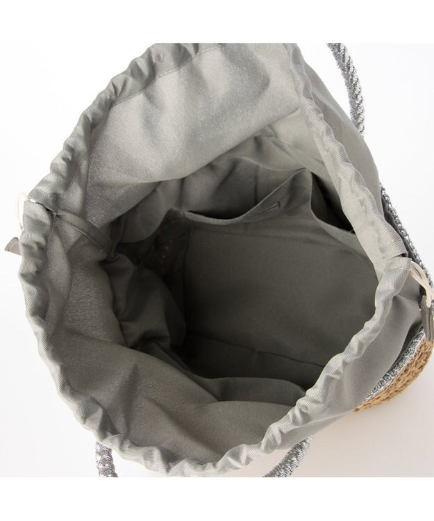 UNBILLION カシュカシュ cachecache / ラメ切替クロッシェトート カゴバッグ シルバー