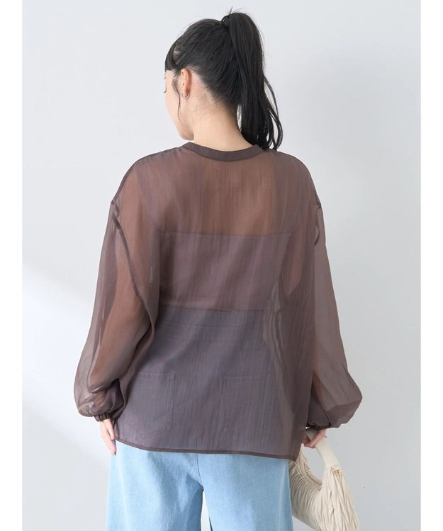 earth music&ecology シアーリボンシャツ Brown