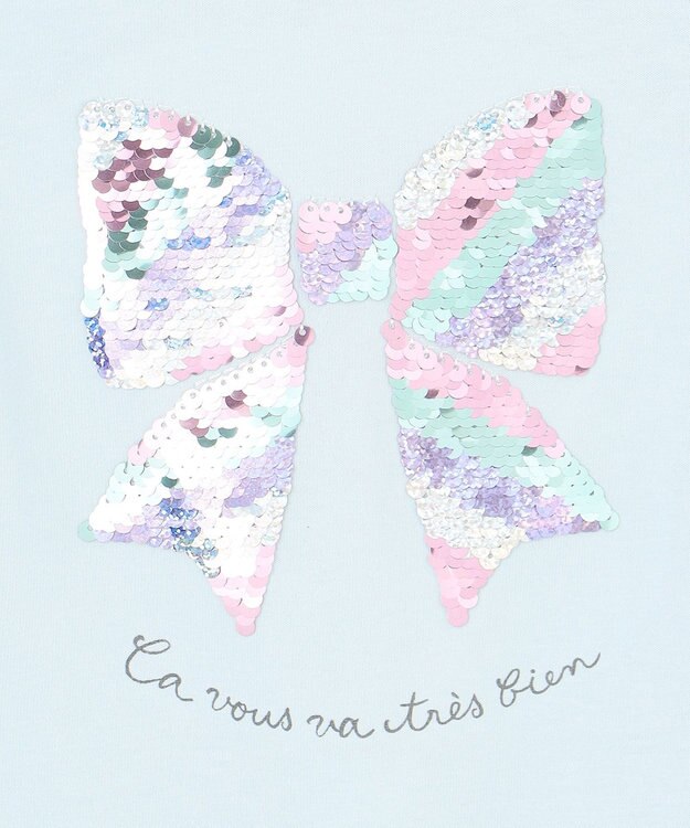 ANY KIDS ミラクルスパンコール長袖Tシャツ サックスブルー（リボン）