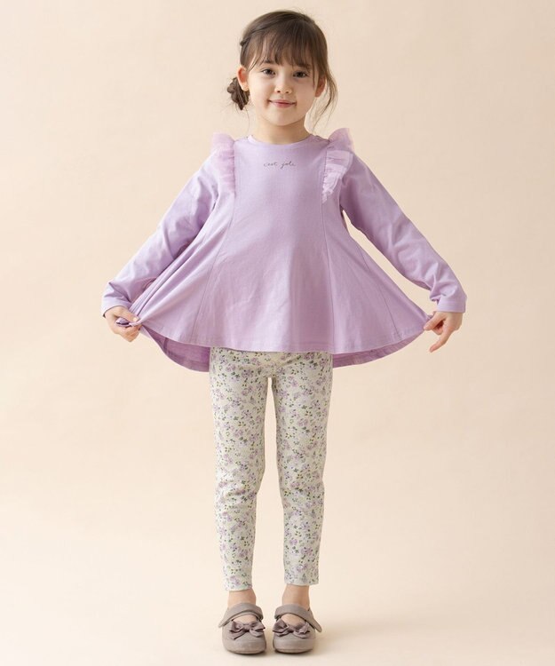 ANY KIDS フレアシルエット 長袖 Tシャツ ラベンダー