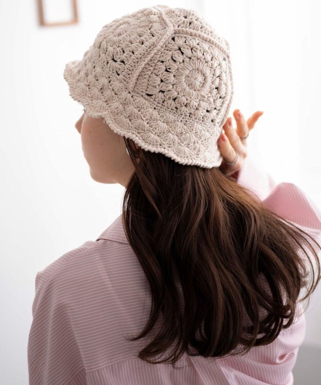 WEGO クロシェニットハット オフホワイト