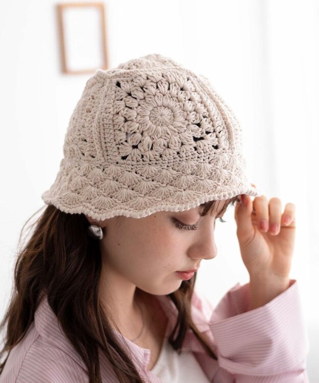 WEGO クロシェニットハット オフホワイト