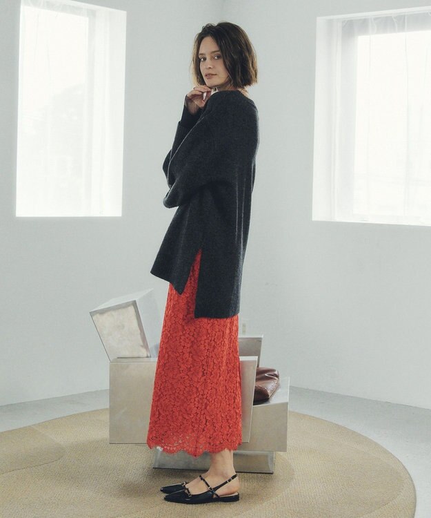 YECCA VECCA 袖レイヤードソフトニット Charcoal Gray