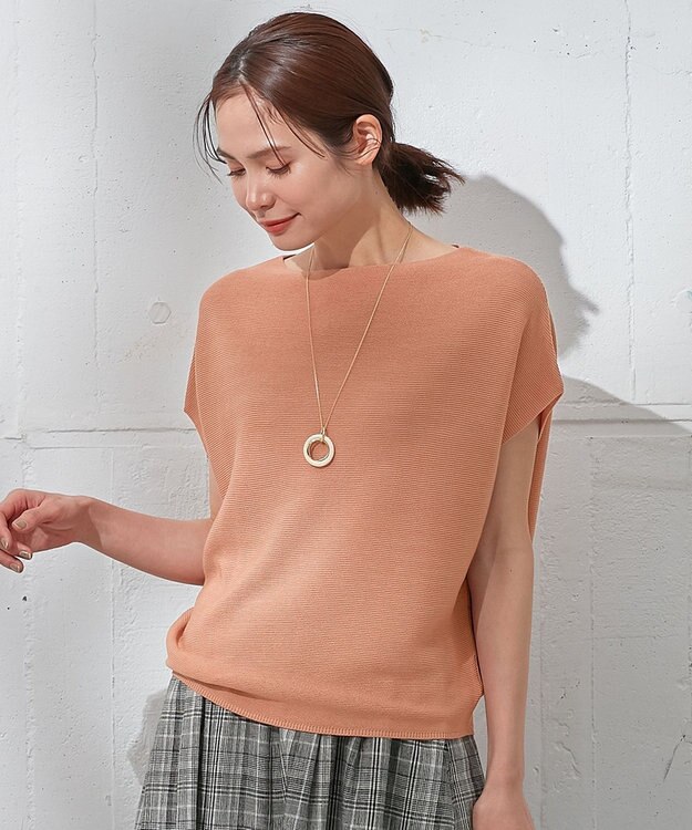 ANY L 【洗濯機可能/アンチピリング/UVケア】アクリルガーターコクーンニット オレンジ