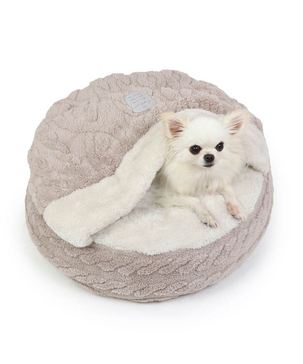 PET PARADISE ペットパラダイス  遠赤外線  寝袋 丸型《アラン柄》 50cm ベージュ