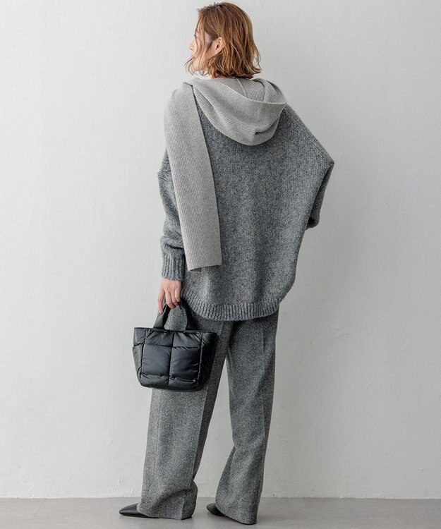 23区 【洗える】カシミヤブレンド フーディ ストール ライトグレー系