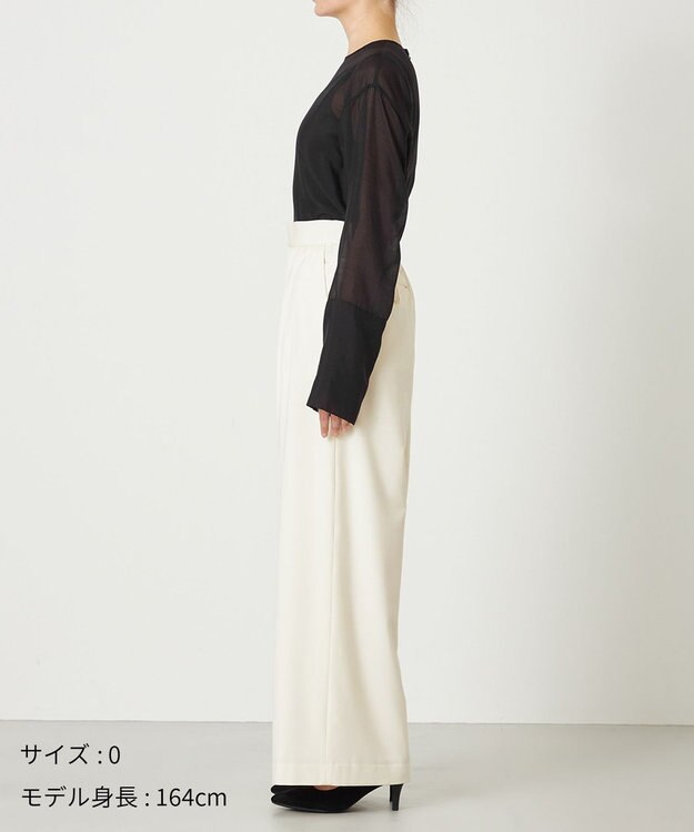 NAVE 【ReNAVE・洗える】4タックワイドパンツ アイボリー系