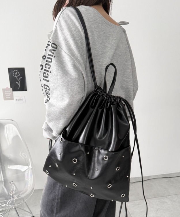 WEGO ハトメデザインナップサック ブラック