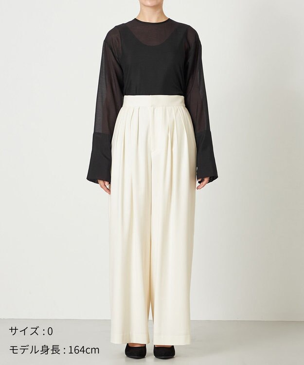 NAVE 【ReNAVE・洗える】4タックワイドパンツ アイボリー系