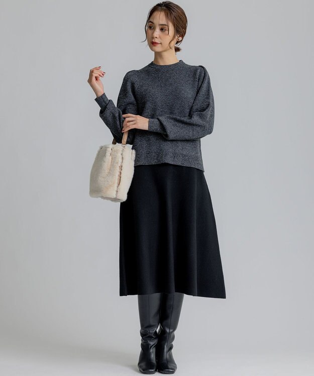 組曲 ニットフレア スカート ブラック系
