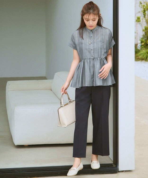 ANY L 【洗濯機可/セットアップ可/UVケア/速乾/イージーケア】サラサラテックリネンパンツ ネイビー