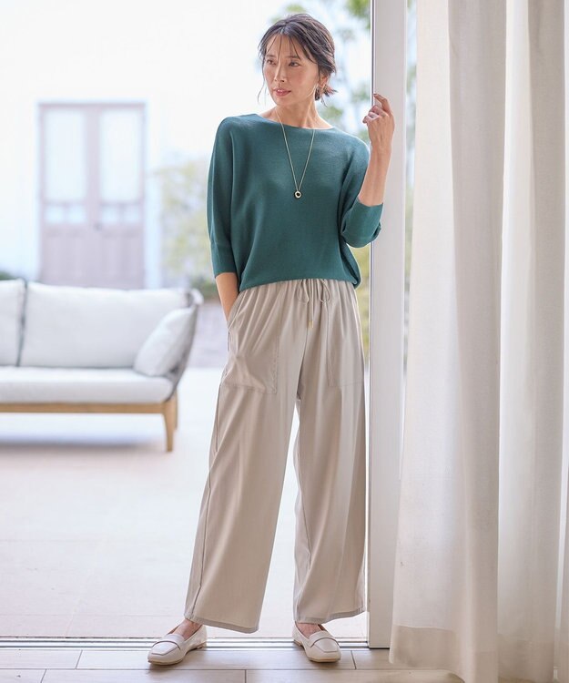 ANY 【洗濯機可/UVカット】アクリルガータードルマンニット グリーン