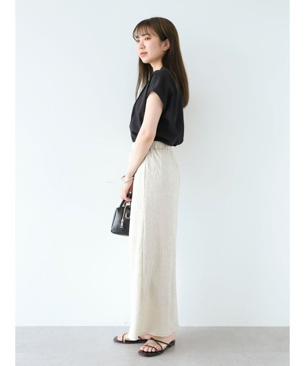 Green Parks ・ＥＬＥＮＣＡＲＥ　ＤＵＥ　ピンタックフレンチブラウス Black