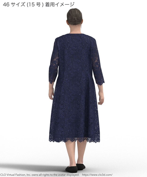 23区 L 【APPLAUDIR】スパンコールレース ドレス ブルー系