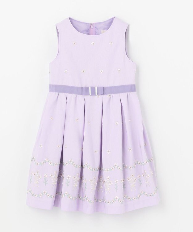 組曲 KIDS 【110-140cm】グログランアーチフラワー刺繍 ワンピース ラベンダー系7