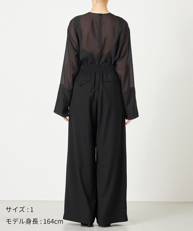 NAVE 【ReNAVE・洗える】4タックワイドパンツ ブラック系