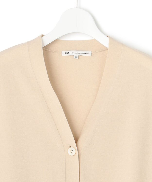 23区 【洗える】テンセルストレッチ Vネック ショート カーディガン ベージュ系