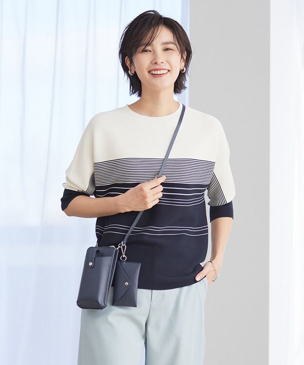 J.PRESS LADIES 【洗える】 ガータードルマンWG ニット ネイビー系1