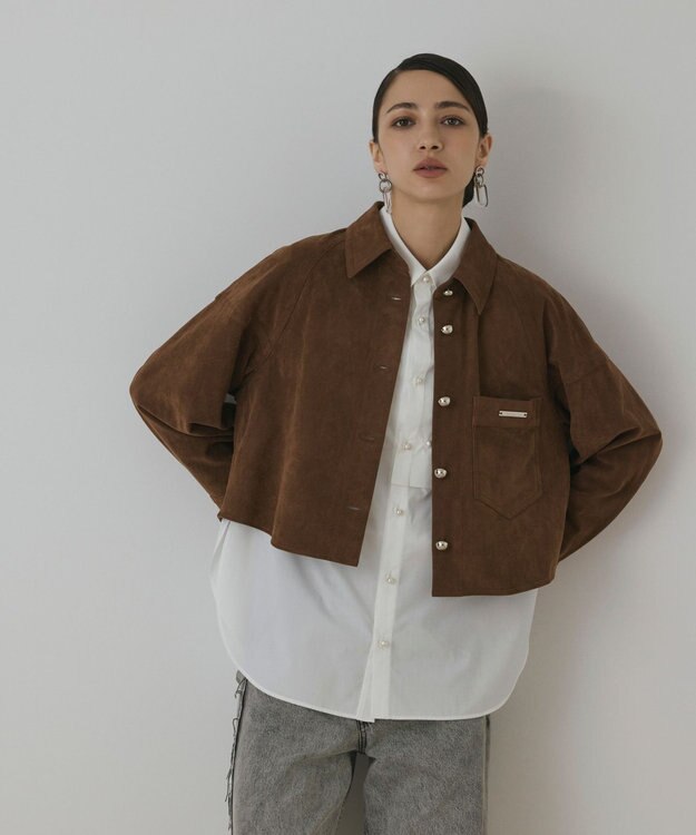 GRACE CONTINENTAL フェイクスウェードブラウス ブラウン