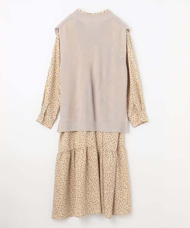 ANY 【セットアイテム】ニットベスト×ワンピース SET ベージュ×ベージュドット