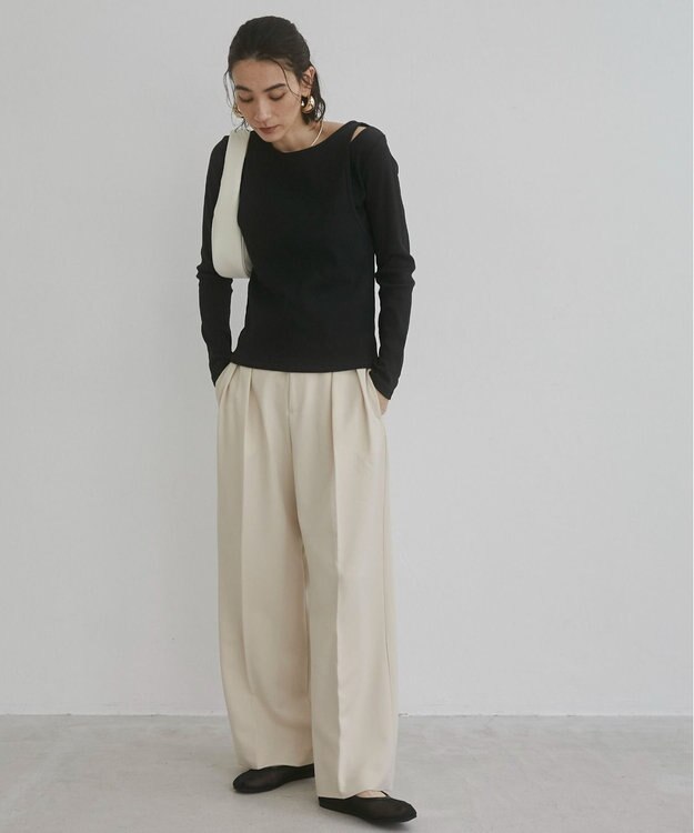 WEGO 【ANGIE VINTAGE/SMLサイズ展開】２タックワイドスラックス ホワイトアイボリー