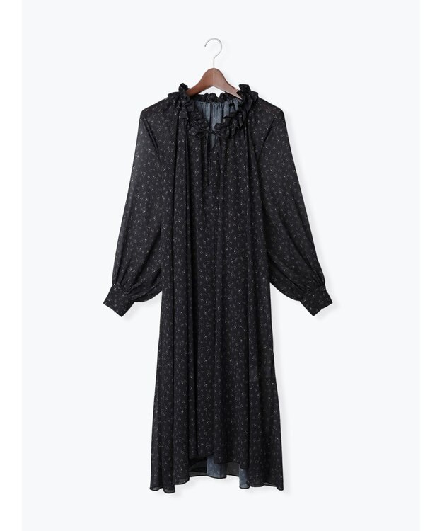 Te chichi フラワーシフォンフリルネックドレス ブラック