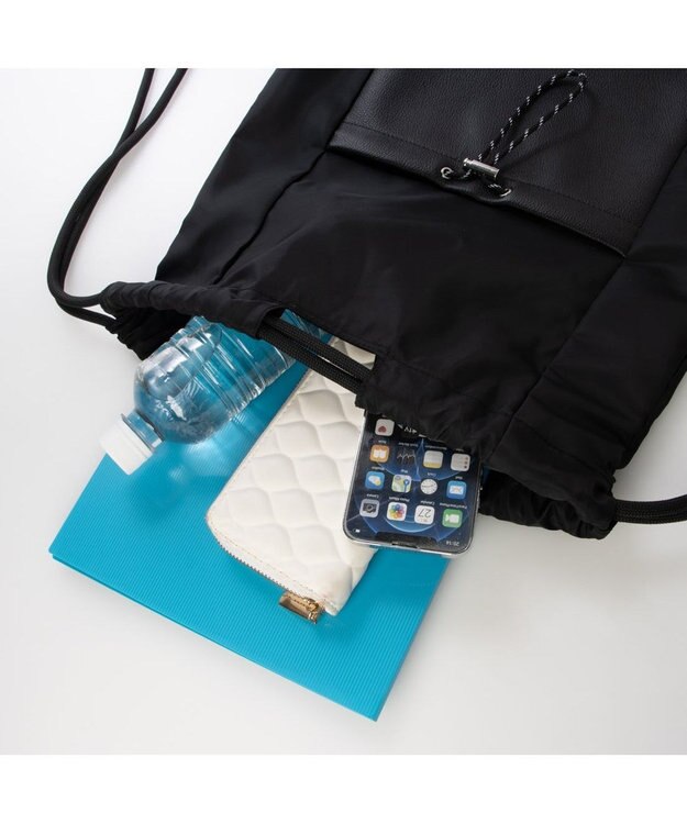 UNBILLION ペルケ perche / ナイロン×牛革ドローコード2wayナップサック ブラック