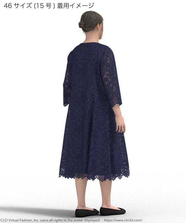 23区 L 【APPLAUDIR】スパンコールレース ドレス ブルー系