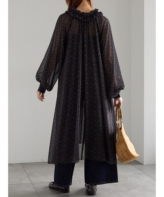 Te chichi フラワーシフォンフリルネックドレス ブラック