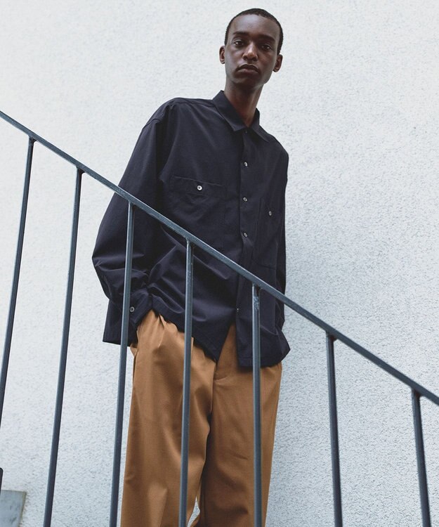 UNFILO MENS 【男女兼用】コンフォート カジュアル ワイドシャツ [24年秋冬商品] ネイビー