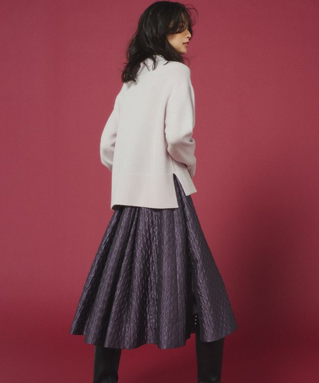 組曲 ジオメトリックフラワージャガード フレアスカート ローズパープル系