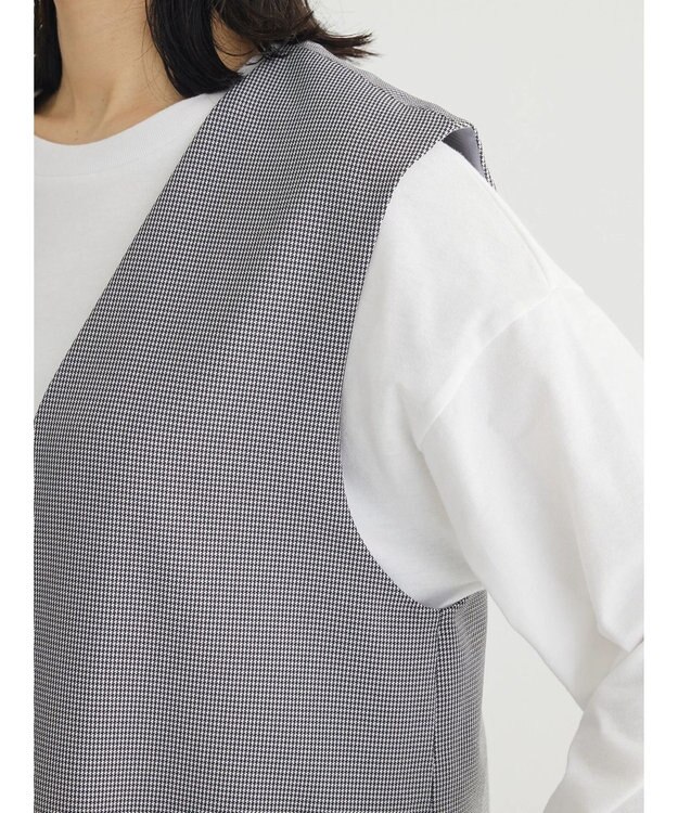 Green Parks きれいシルエット千鳥柄ジレ Hounds Tooth