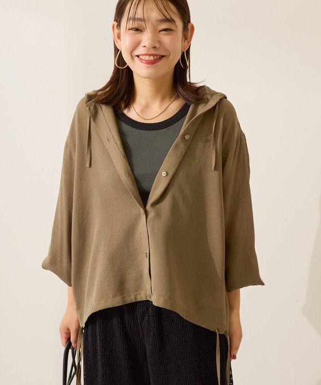 AMERICAN HOLIC シアーフーディーシャツ Khaki