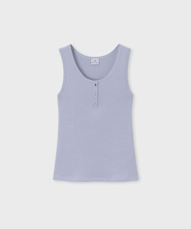 Paul Smith マルチカラーボタン ボーダー タンクトップ グレイッシュブルー