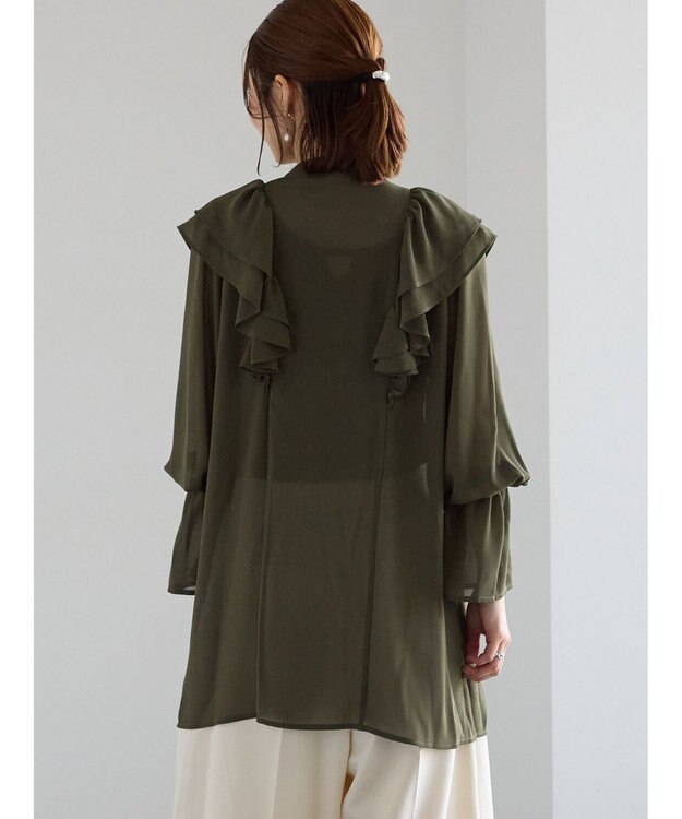 Te chichi ボウタイチュニックフリルブラウス《2025Autumn catalog vol.2 item》 カーキ