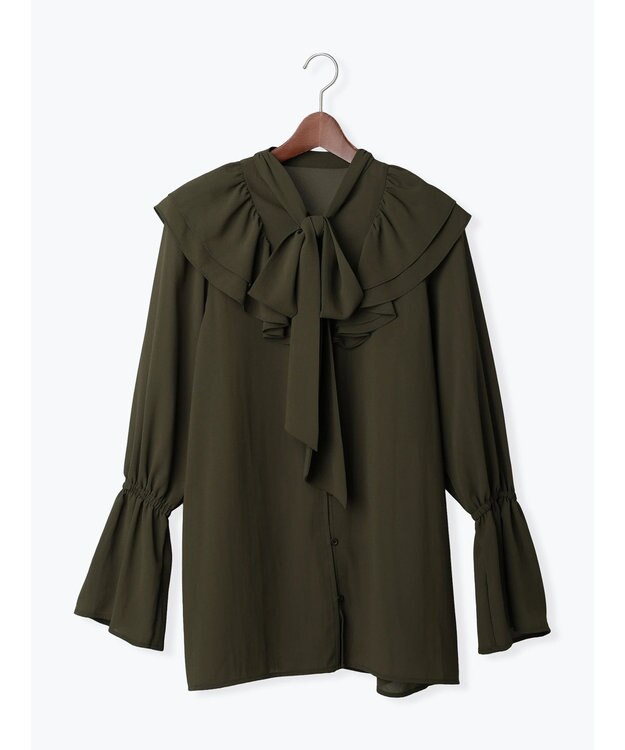 Te chichi ボウタイチュニックフリルブラウス《2025Autumn catalog vol.2 item》 カーキ
