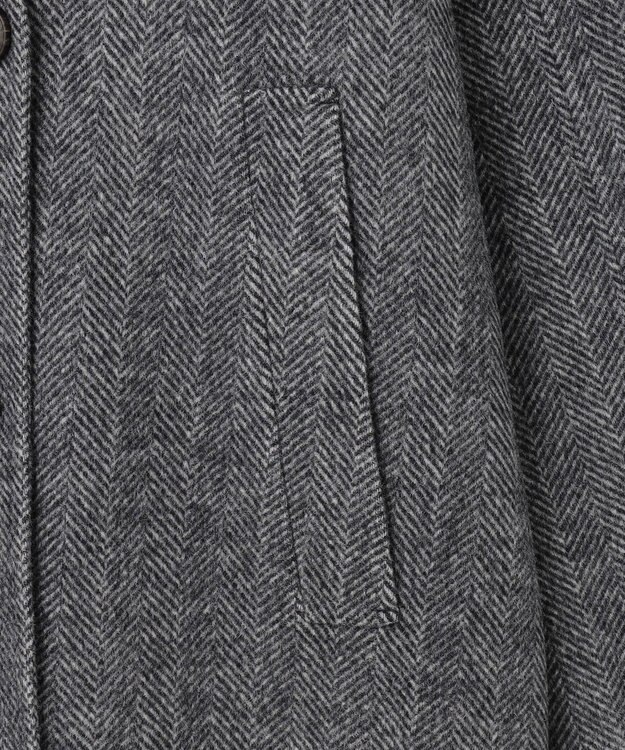 ICB WoolRever ノーカラーショートコート ヘリンボーン系