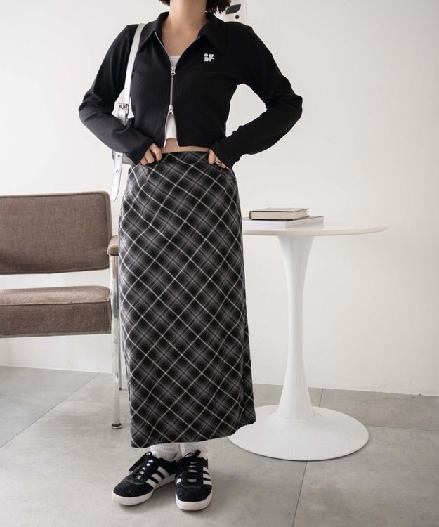 WEGO ワンポイントデザインWZIPトップス ブラック