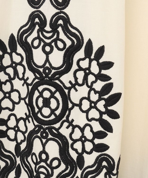 GRACE CONTINENTAL バイカラー刺繍コットンワンピース ホワイト